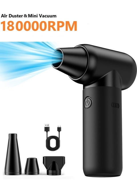 3-in-1Electric Air Duster, Air Duster, Multi-Use Compressed Air Duster, 180000RPM Compressed Air Duster, 3 Gear Adjustable Jet Dry Blower can Reusable Can for Computer Keyboard,Outdoors,Car,Home